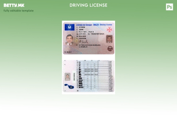 Шаблон за возачка дозвола од Малта во модерен стил